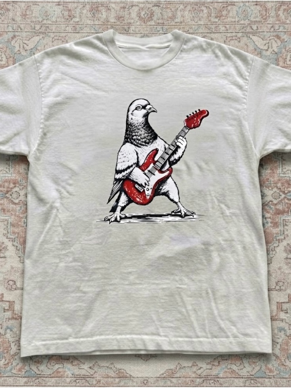 Guitar Pigeon Rock Graphic T-Shirt